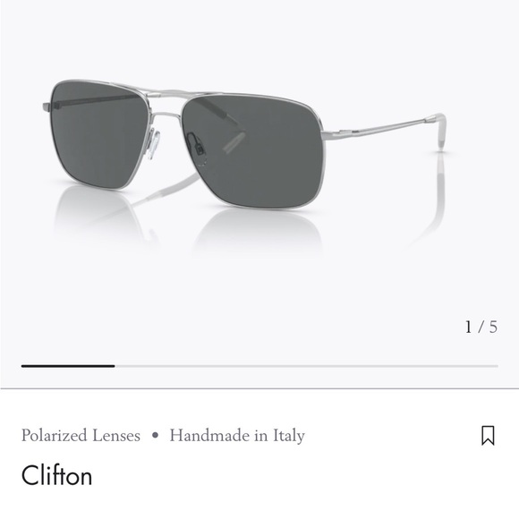 Oliver Peoples Clifton Sunglasses Dark Grey Polar Crystal lenses